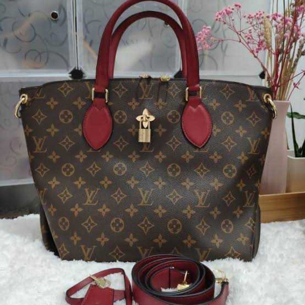 Louis Vuitton Flower Tote MM Monogram Canvas Shoulder Bag Super Mint Condition